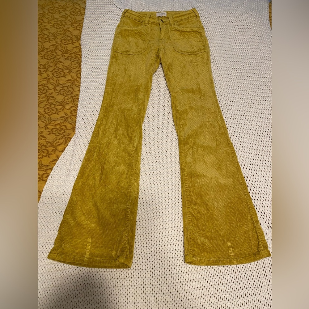 Anthropology Pilcro Mustard Flare Pants